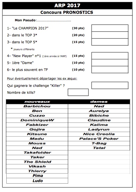 ARP 2017 - Pronostics Prono10