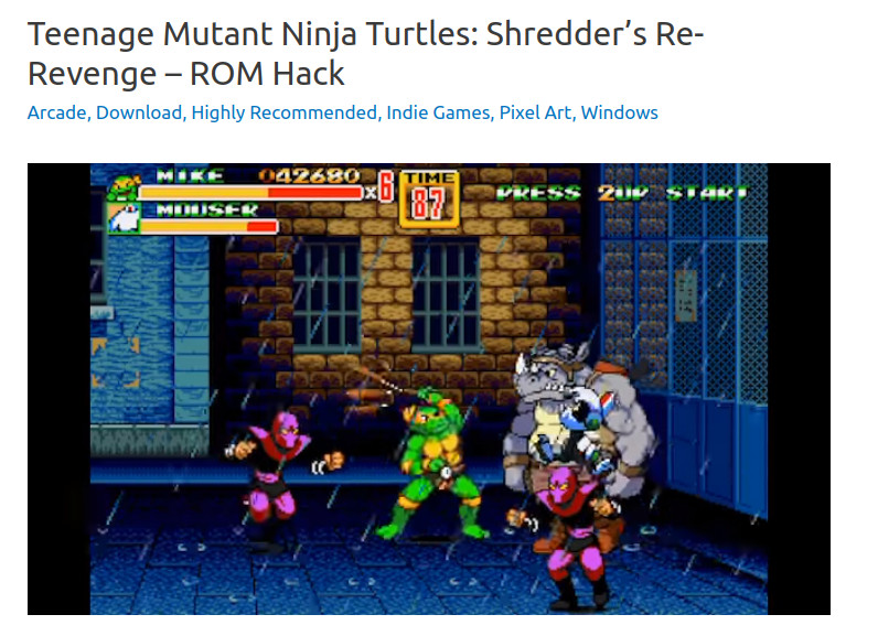 (MD) Teenage Mutant Ninja Turtles: Shredder’s Re-Revenge – ROM Hack Street10