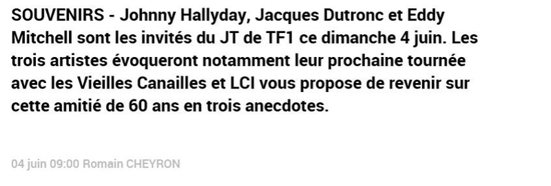 Johnny au JT de 20h de TF1 dimanche 111