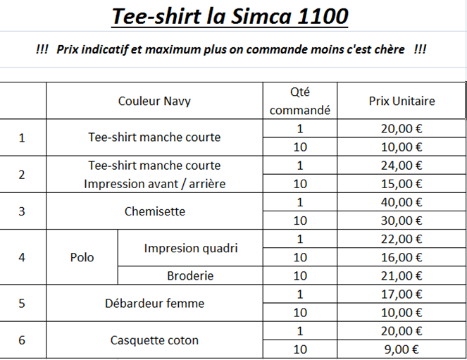 tee-shirts du forum la Simca 1100 & rancho La_11010