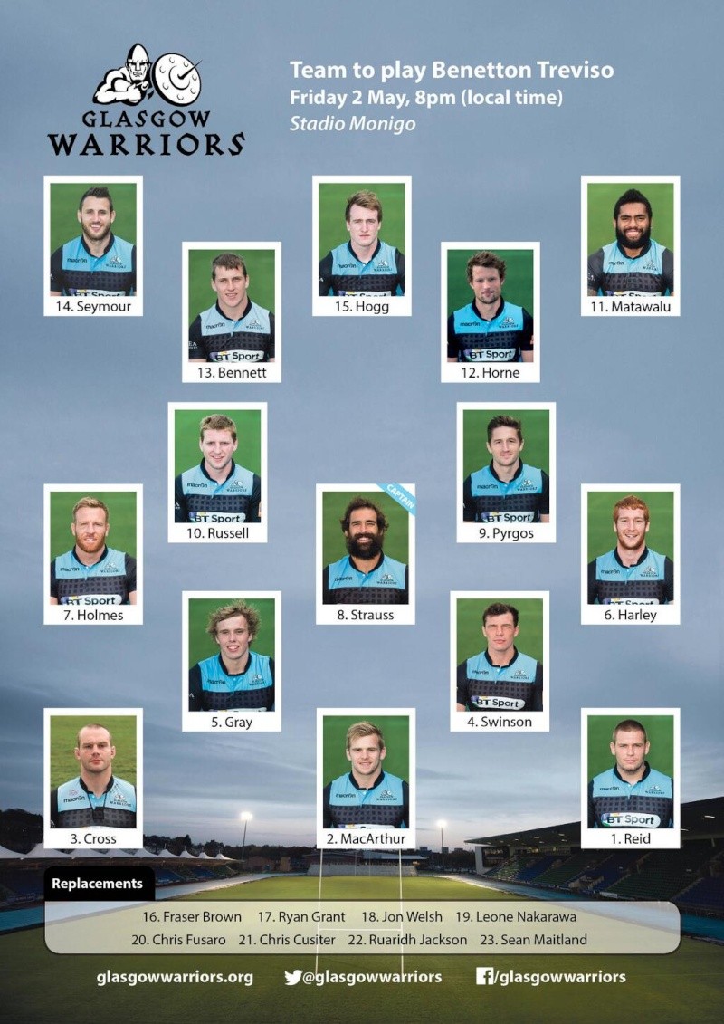 Benetton Treviso v Glasgow Warriors, 2 May Warrio10