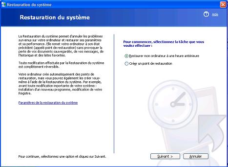 restaurer son système à une date antérieur  sous Windows XP. Restau10