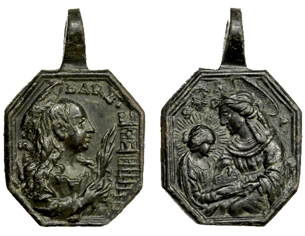 Medalla Santa Bárbara / Santa Ana y la Virgen (R.M. SXVIII-P99) Barbar10