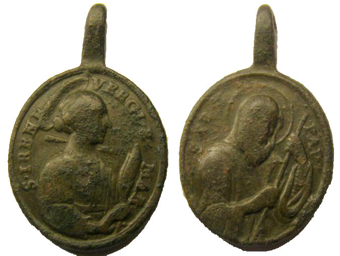 Medalla ovalada de Santa Irene y San Francisco de Paula, siglo XVIII. Irene_10