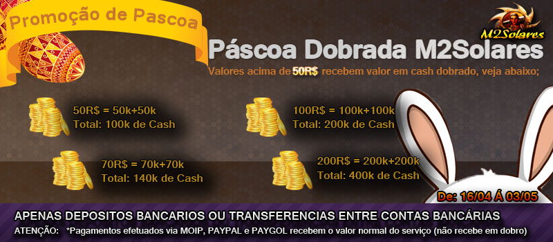 [PROMOÇÃO PASCOA DOBRADA] CASH EM DOBRO Cashdo10