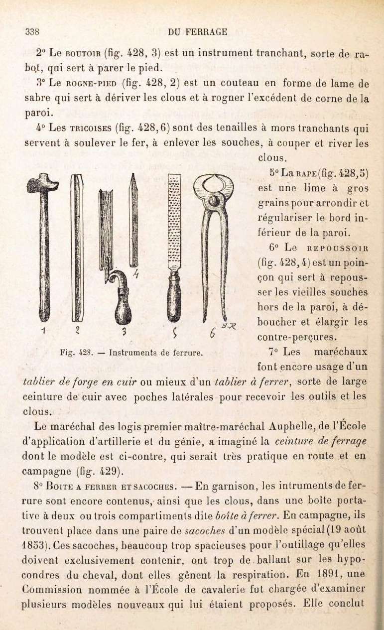 Sacoches et outils des maréchaux ferrants de l'armée (Cavalerie et artillerie)  Traity19