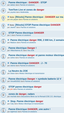 Panne électrique : DANGER - STOP