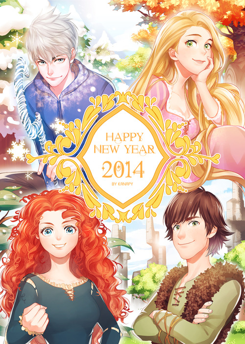 (Fan art) Merida, Rapunzel, Jack et Hiccup - The Big Four - Page 32 Happy_10