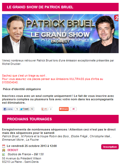 "Patrick Bruel, le grand show" sur France 2 (26 octobre 2013 à 20h45) Captur28