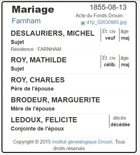 Recherche les parents de Mathilde Roy Mariag10