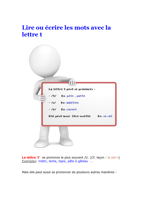 Lire ou écrire les mots avec la lettre t Lire_o10