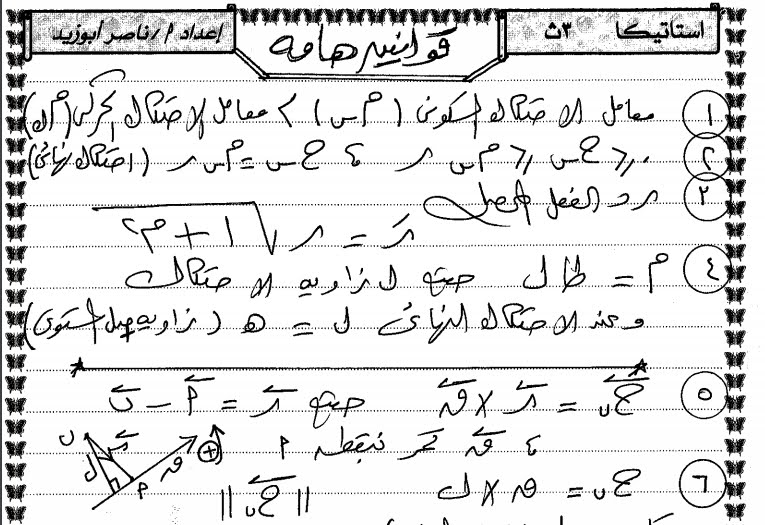 مراجعة على القوانين واهم مسائل الاستاتيكا 3 ثانوي مستر ناصر ابوزيد 2259