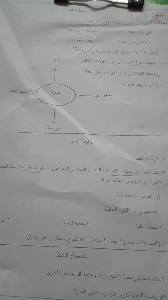 امتحان الميد تيرم في اللغة العربية 4 ابتدائي ترم ثاني - ادارة 6 اكتوبر التعليمية 324