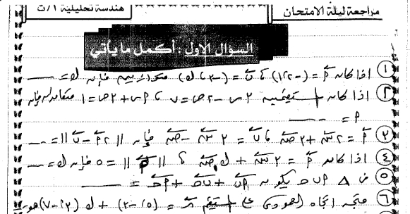 مراجعة نهائية هندسة تحليلية للصف الاول الثانوى ترم ثاني 19 ورقة pdf مستر ناصر ابو زيد 572