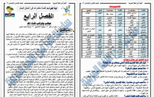 ملخص قصة مغامرات في اعماق البحار في 16 ورقة pdf للصف الخامس الترم الثاني  817