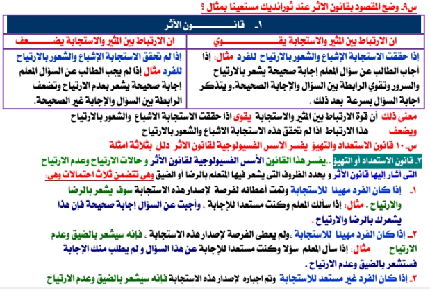 بالاجابات اسئلة امتحان علم النفس والاجتماع للثانوية العامة