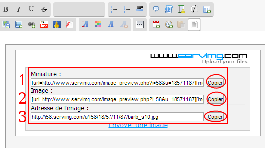 Comment enregistrer et mettre une image. [Servimg] Tuim310