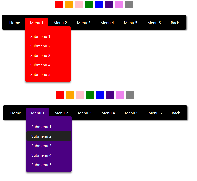 CSS3 Multi Colored Dropdown Menu 4412