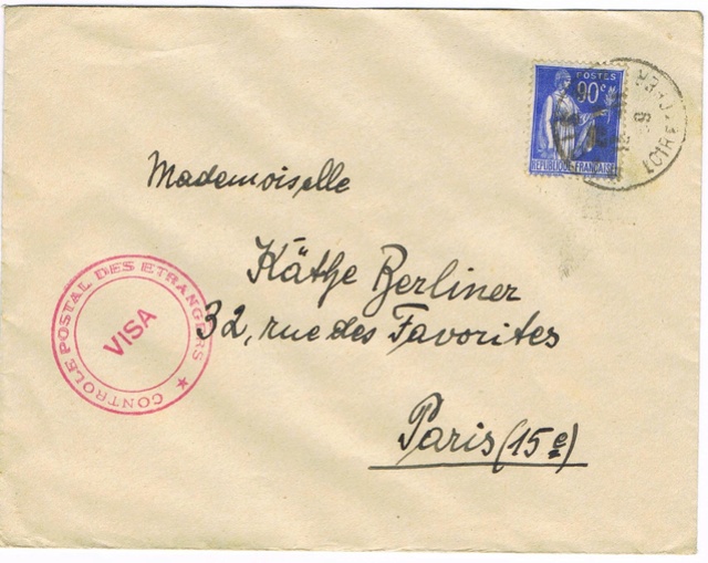 Cachet « VISA - CONTROLE POSTAL DES ETRANGERS » Ccf20012