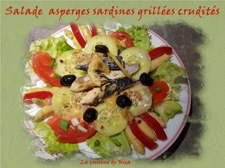 Salade composée sardines grillées asperges et crudités Salade15