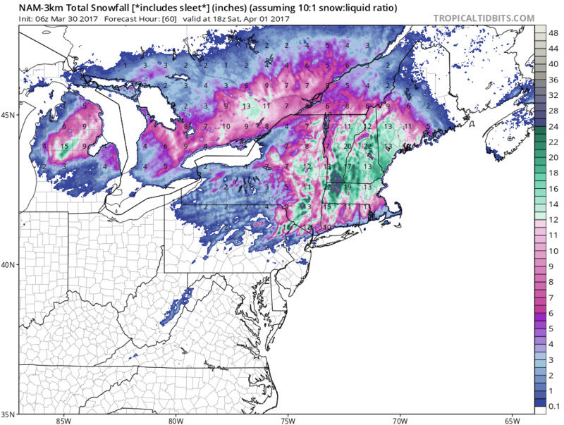 April Fools storm, HV rain? sleet? Snow?? Nam3km10