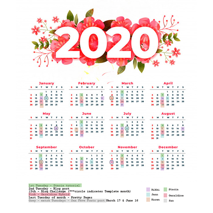 2020 Calendar | Blog Post Schedule New20210