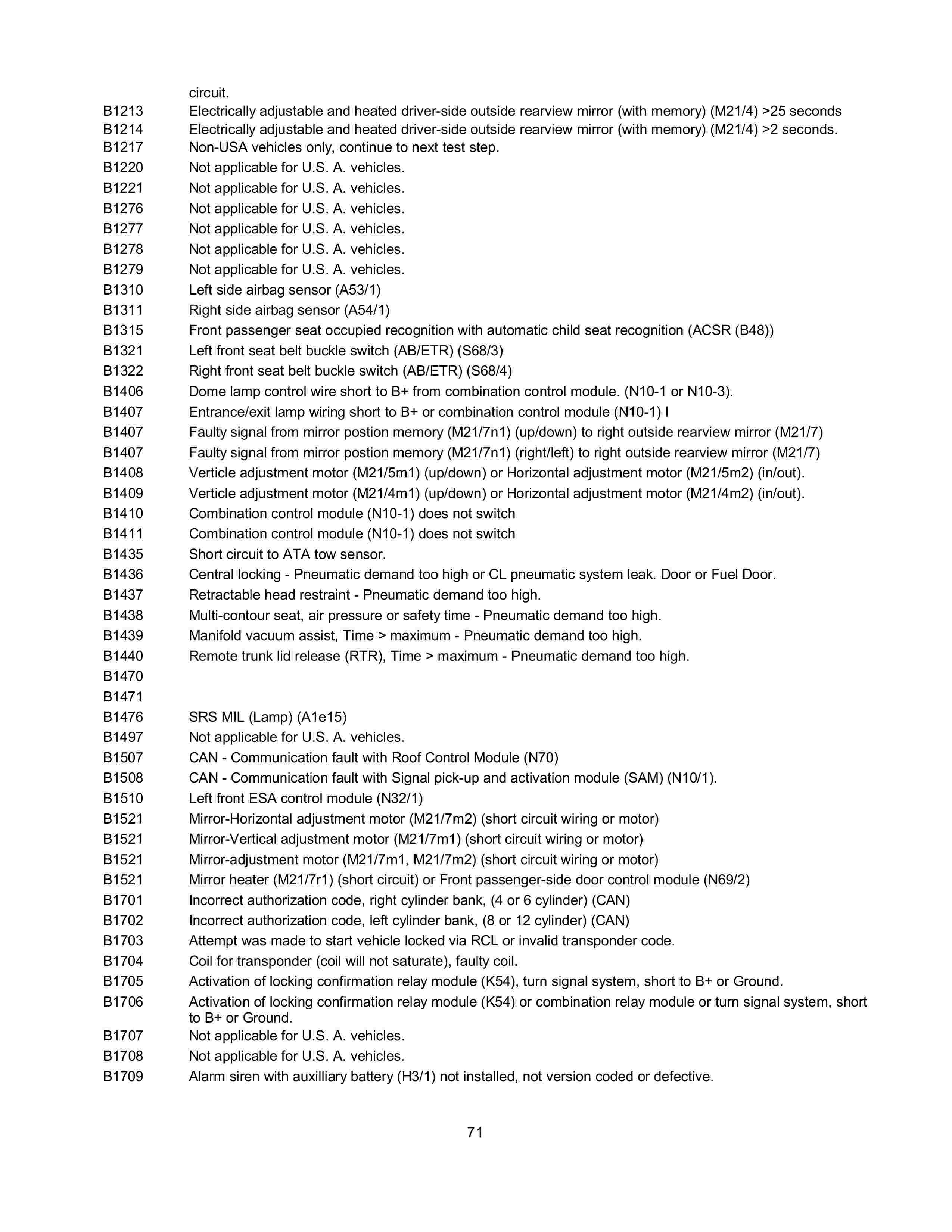 Lista de Códigos de falhas (fault codes) Mercedes-Benz 007112