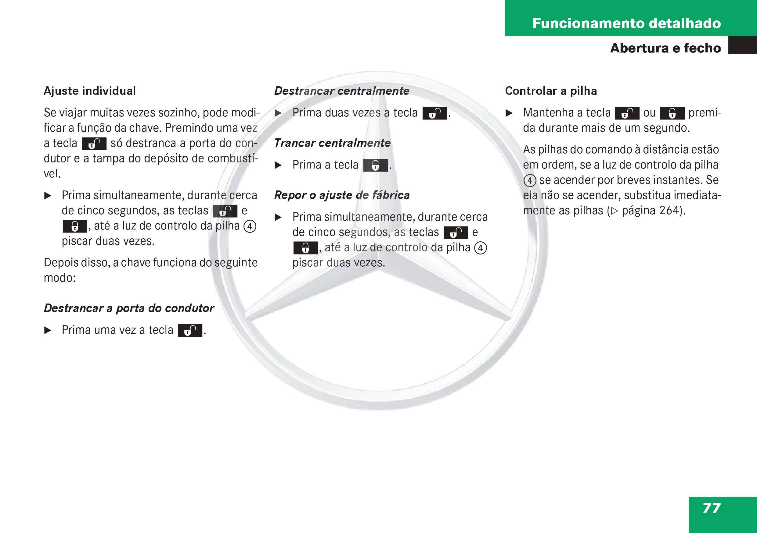 manual - (W168): Manual Classe A - português de Portugal 007911