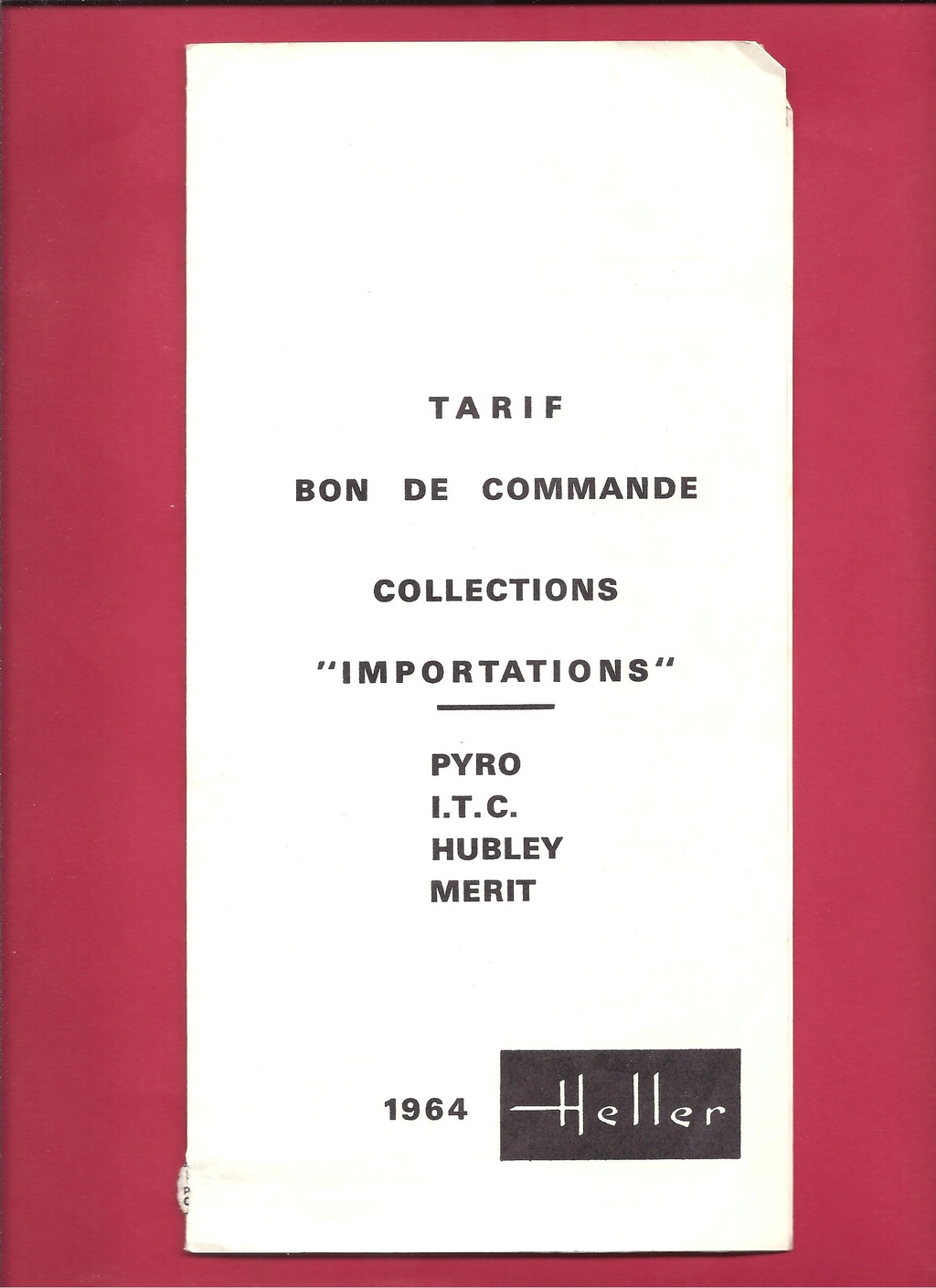[1964] tarif revendeur collections importations 1964 Hell1770
