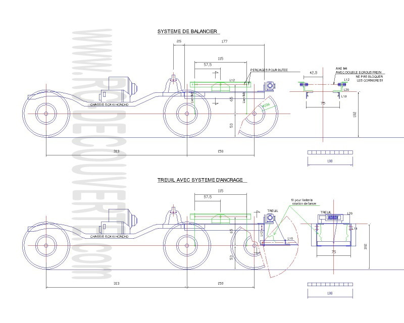 Schéma Tracé Dessin du Chassis Axial Scx10 4x4 6x6 Balanc10