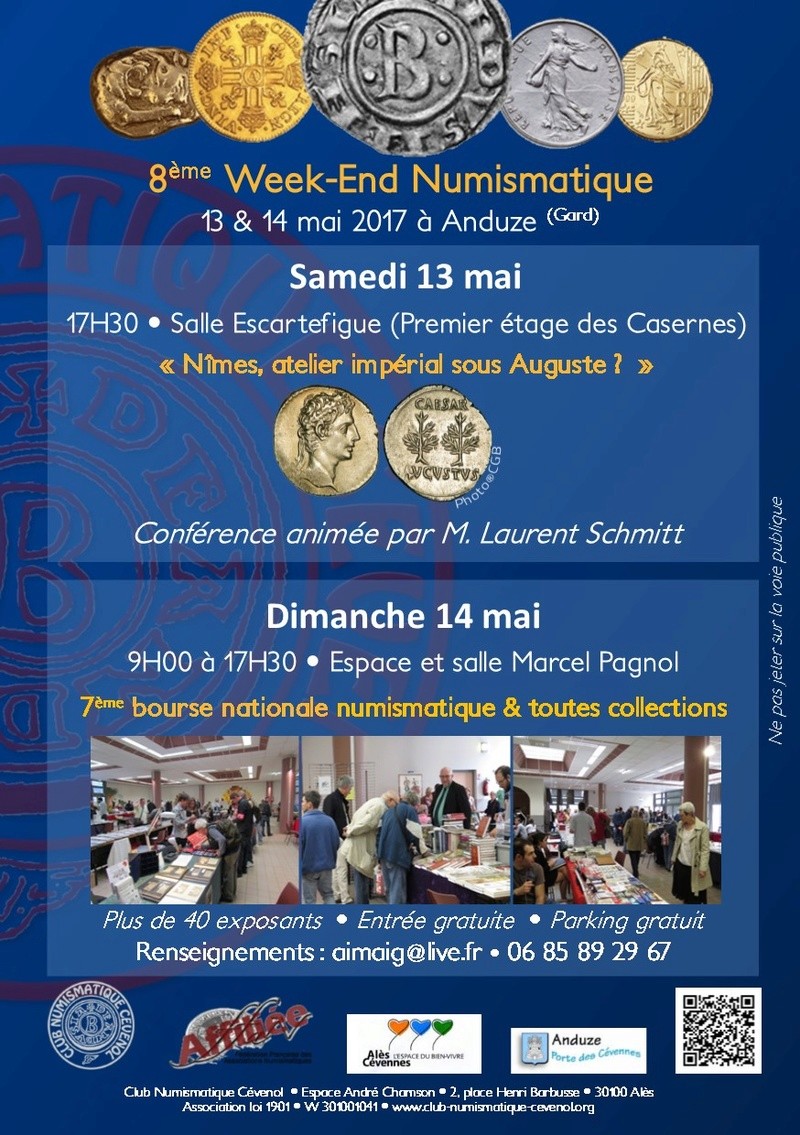 Conférence et Bourse Numismatique d'Anduze 13-14 Mai Affich11