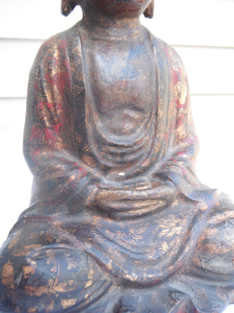 B ouddha bronze peint sinogramme Xuande Dscf3017