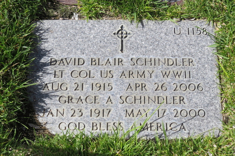 David Blair Schindler, Lieutenant Colonel de L'US ARMY  10866510
