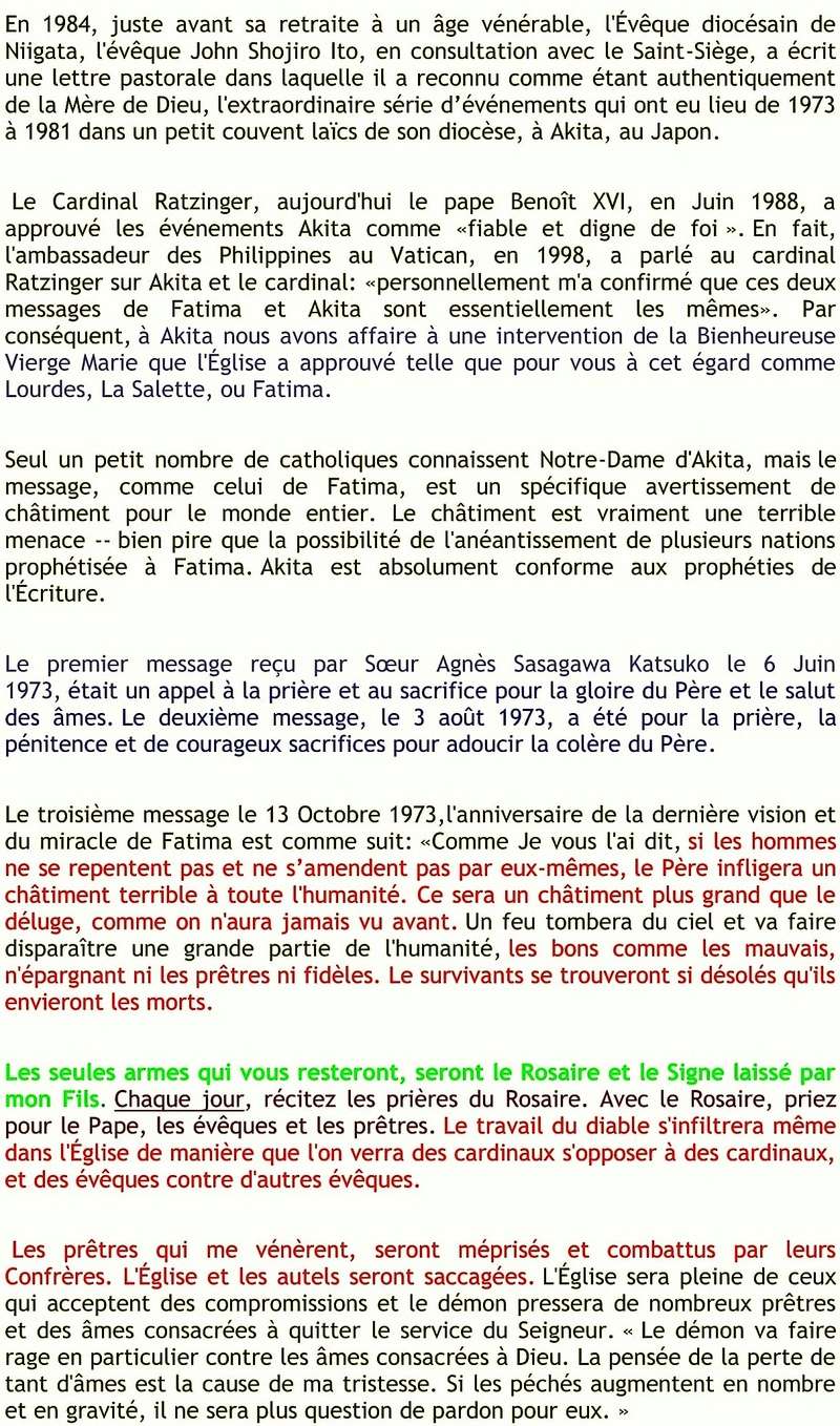 Message prophétique, avertissement Notre-Dame d'Akita 1973-1981 Messag10