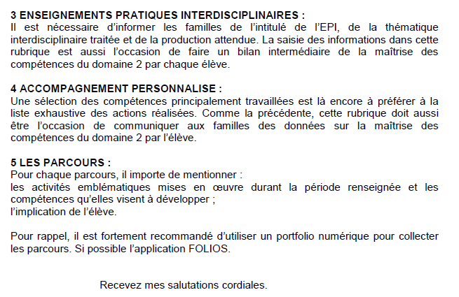 Injonction du cde : formuler ses appréciations du deuxième trimestre selon trois critères. Inspec10