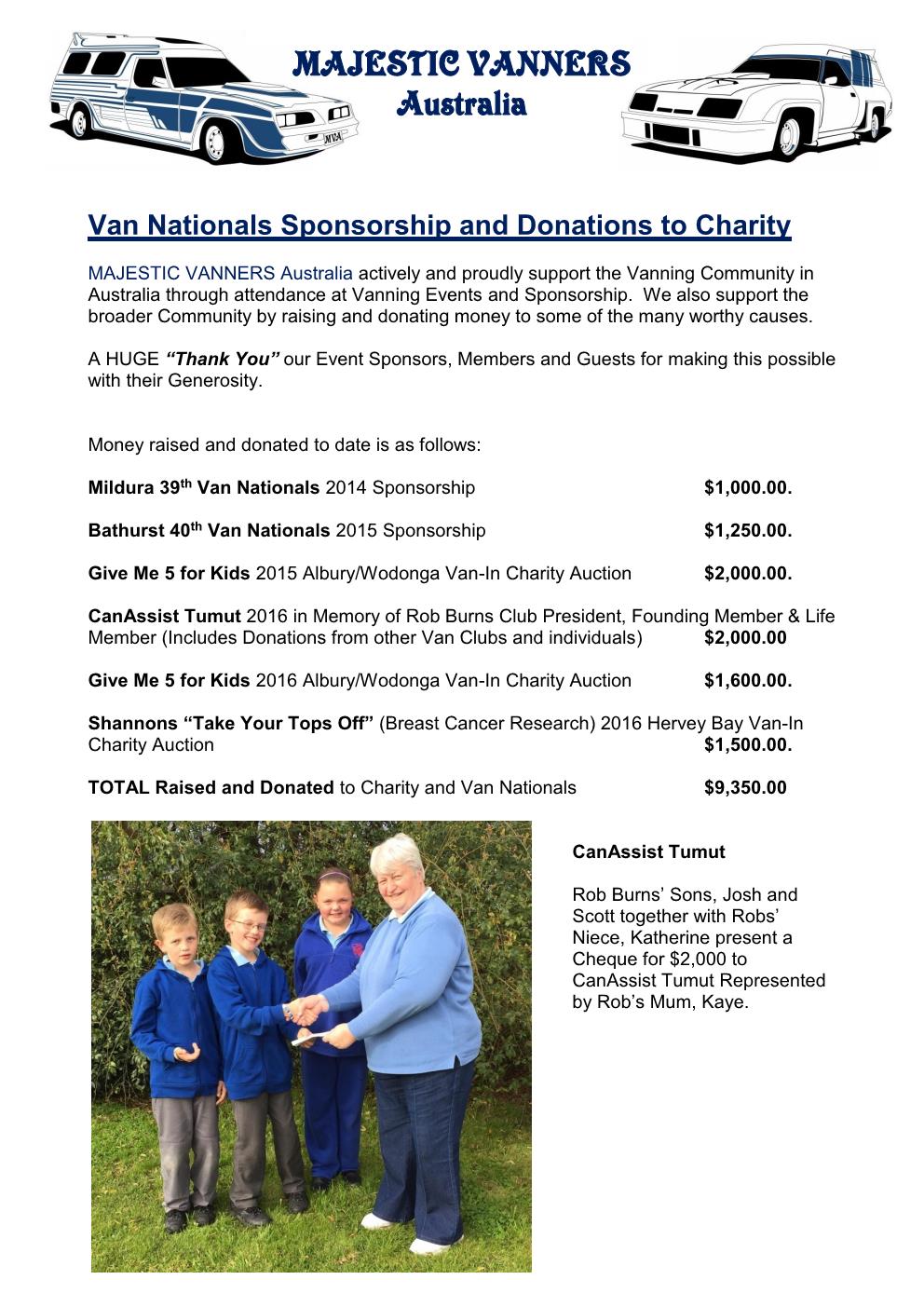 Van Nationals Sponsorship and Donations to Charity Mv_cha11
