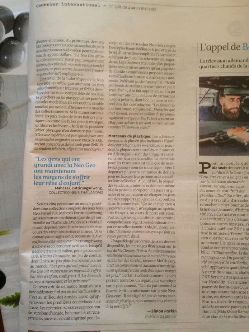 article de presse Neo Geo courrier international Img_0211