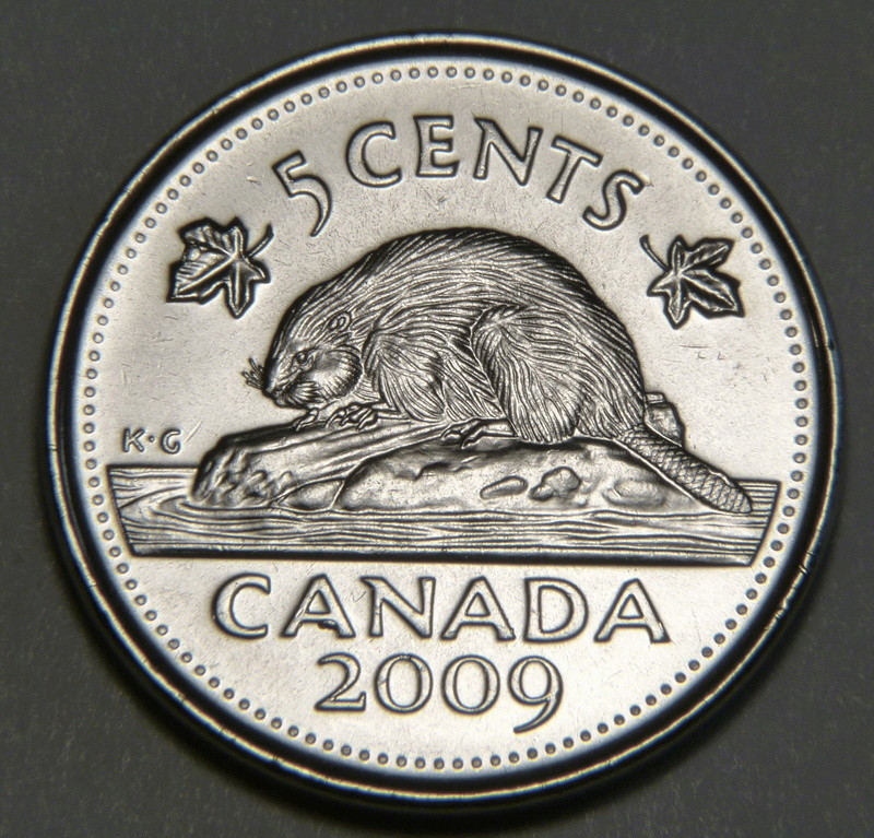 2009 - Éclat de Coin, cAnada, Feuille de Gauche & Queue Castor (Die Chip) Ca_0_686