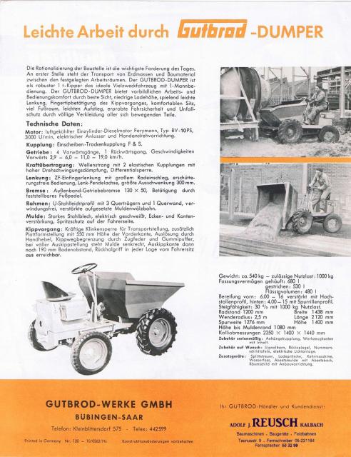 DUMPER MOTOSTANDARD - GUTBROD 0525