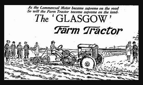 GLASGOW....tracteur anglais à 3 ROUES MOTRICES de 1918 1208
