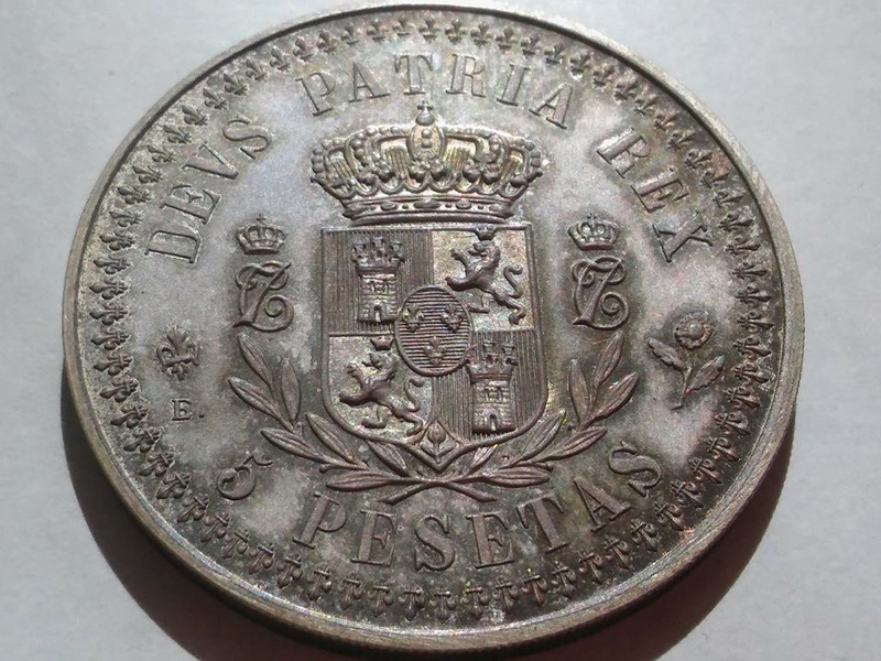 5 pesetas Carlos VII Bruselas 1885. Ex-colección Hispanic Society. 18581510
