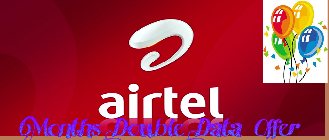 Airtel 100% Double Data Offer - Get 400mb, 1.5gb, 3gb, 7gb, 10gb Valid For 6months Jackob10