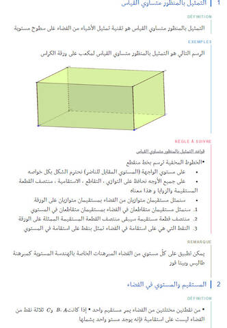ملخص وحدة الهندسة في الفضاء الرياضيات السنة الاولى ثانوي علوم