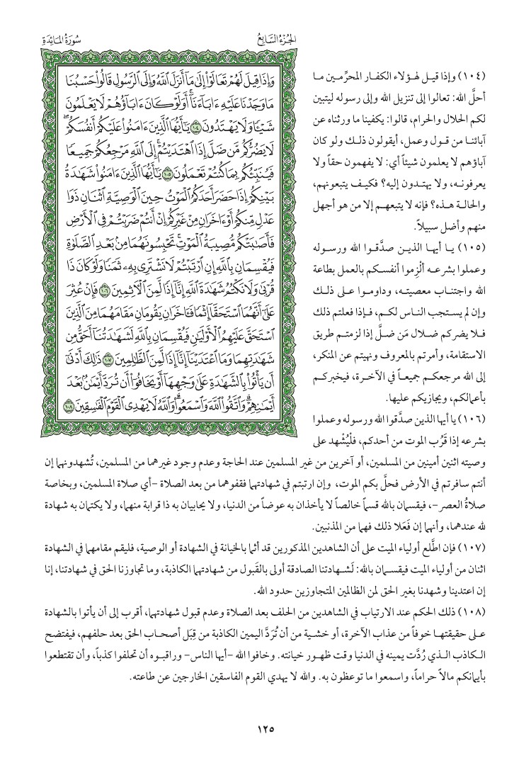 سوره المائده وتفسيرها صفحه 125 014010