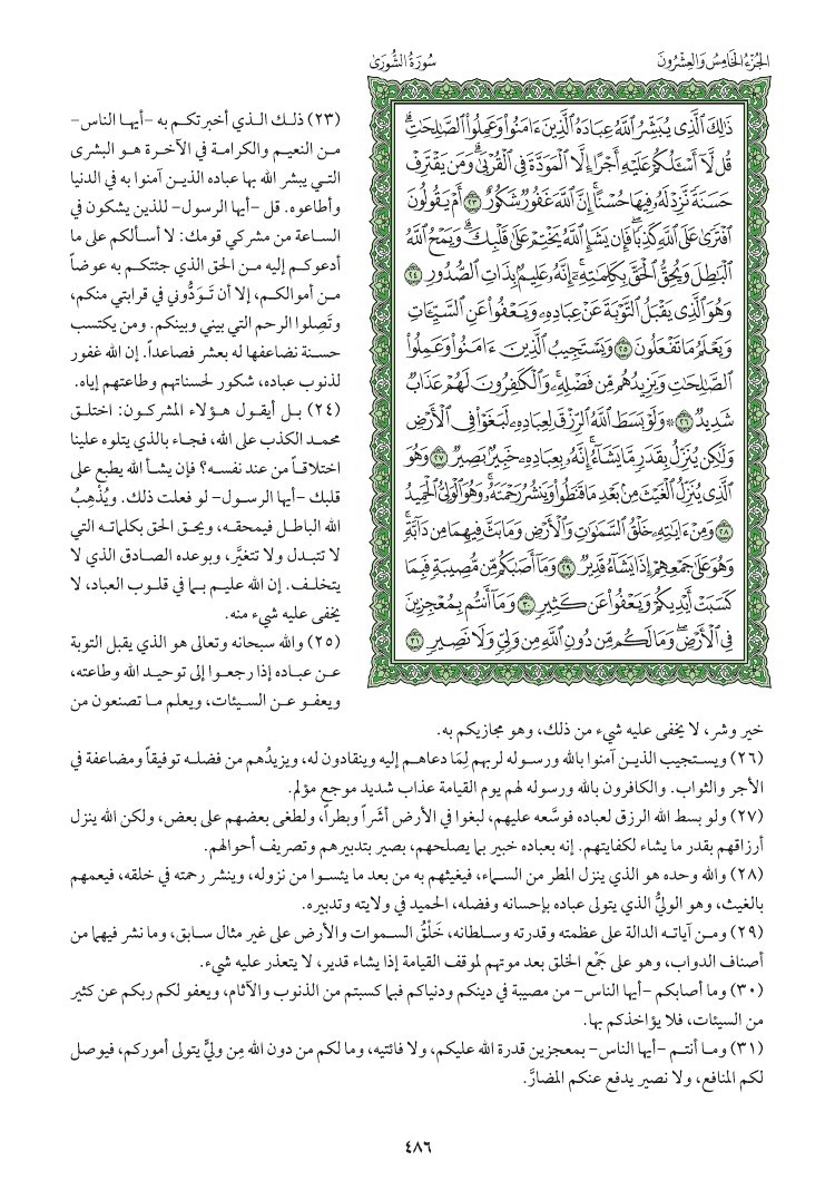 سوره الشورى وتفسيرها صفحه 486 050110