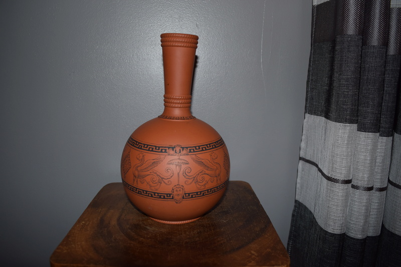 Prattware, Torquay, Watcombe, Dudson? 2 Terracotta Bottle vases / decanters Dsc_0028