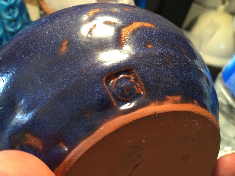 Blue vase with marks - cornish? Geoffrey Whiting? Img_1927