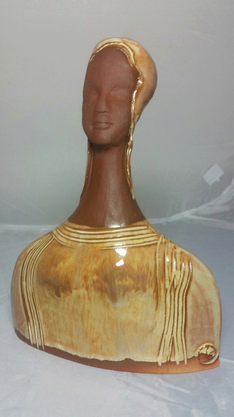 Wonderful pottery bust with unknown mark S-l16073