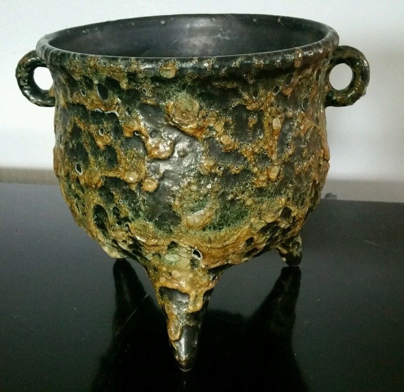 volcanic glaze? Unmarked footed bowl. S-l16084