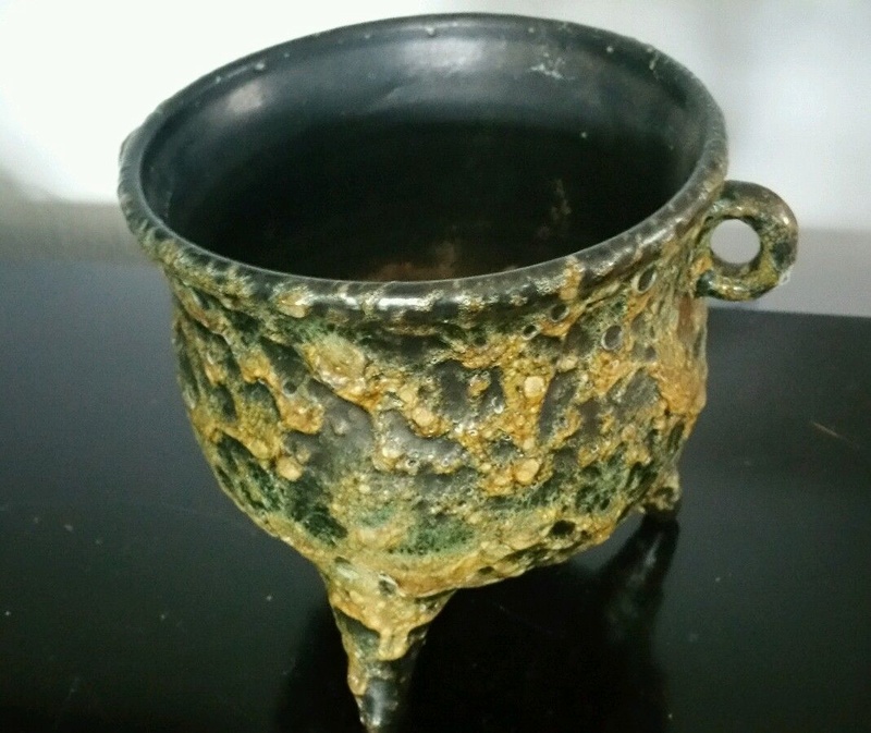 volcanic glaze? Unmarked footed bowl. S-l16085